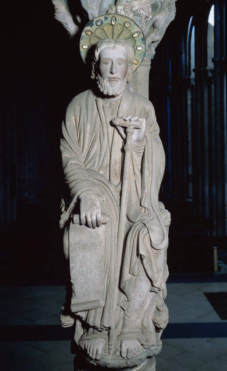 Detail des Portico de la Gloria, das St. Jakobus darstellt, 12. Jahrhundert von Master Mateo