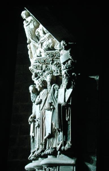 Detail des Portico de la Gloria mit den alttestamentlichen Propheten von Master Mateo