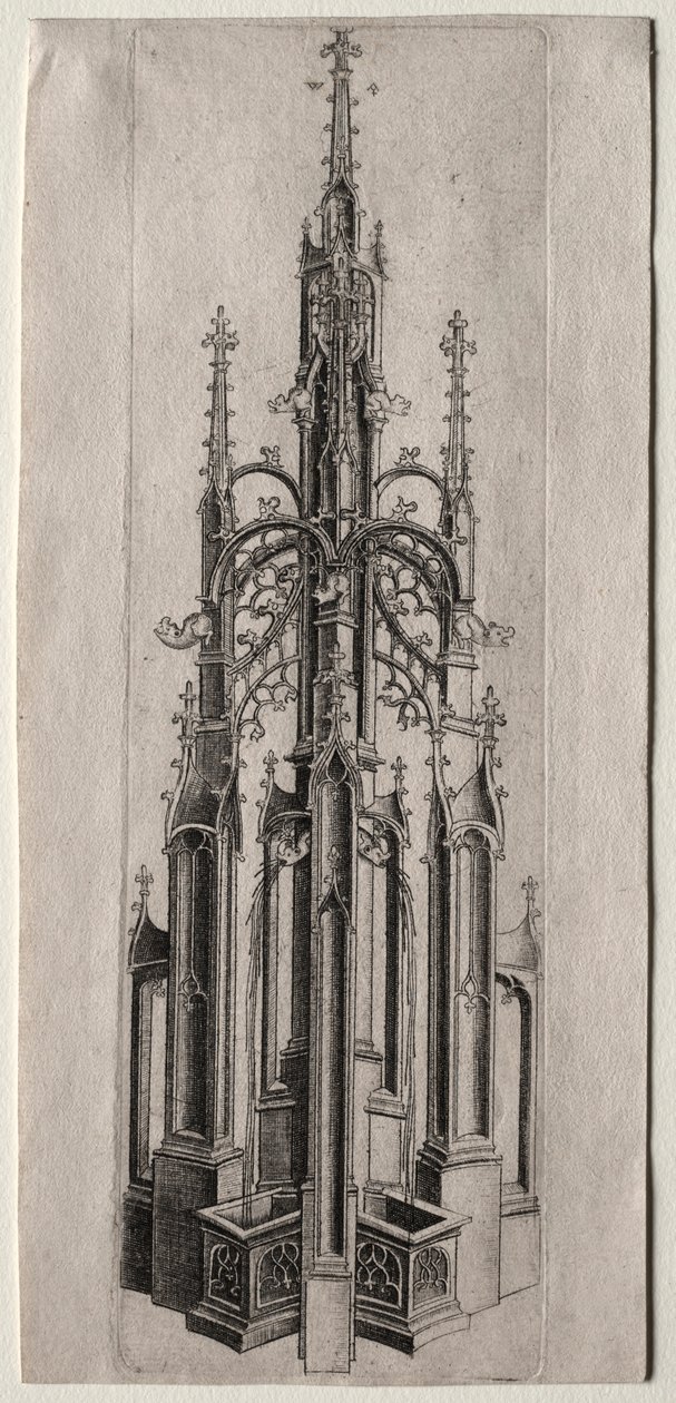 Entwurf für einen gotischen Brunnen, ca. 1470 von Master W with the Key