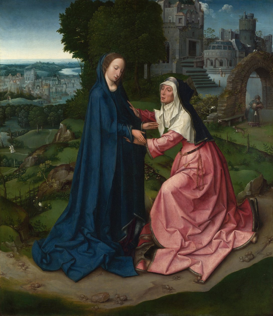 Die Heimsuchung der Jungfrau Maria bei der Heiligen Elisabeth. Tafel eines Altars, ca. 1515 von Master of 1518