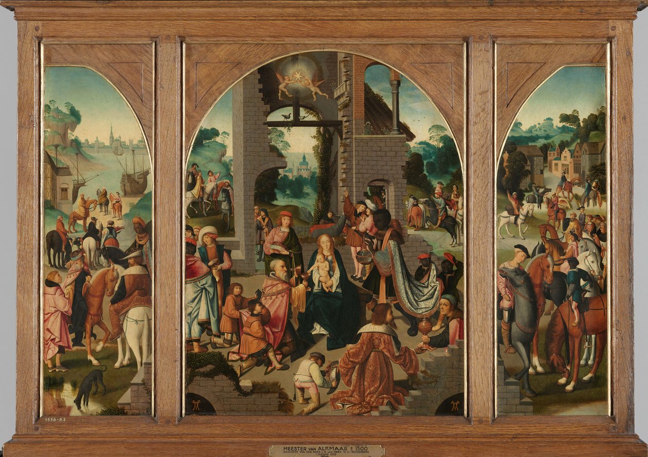 Triptychon mit Anbetung der Könige, um 1500-1504 von Master of Alkmaar