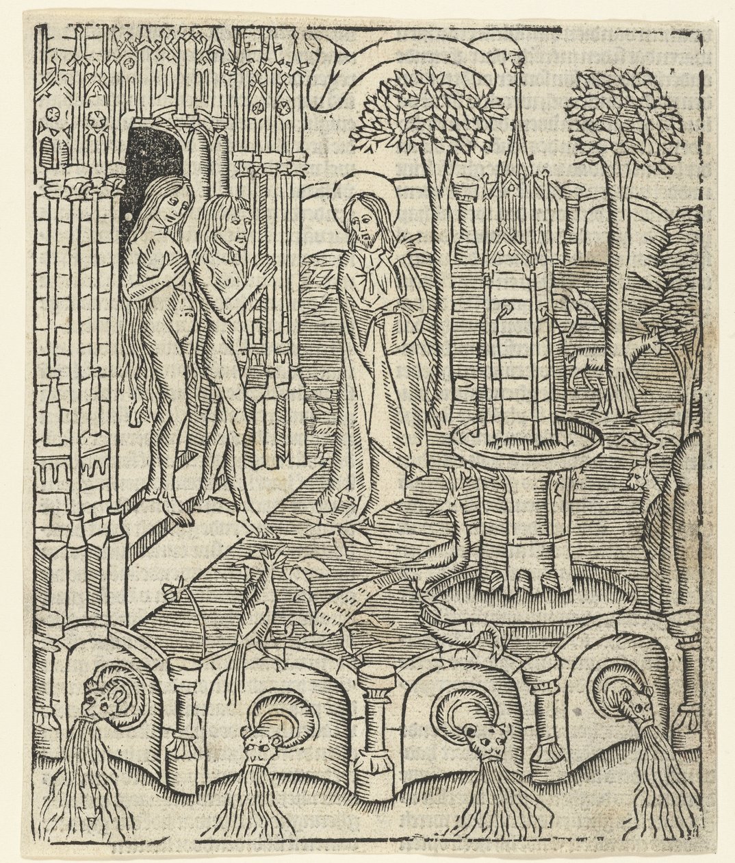 Gott zeigt Adam und Eva das Paradies von Master of Delft (attributed to)
