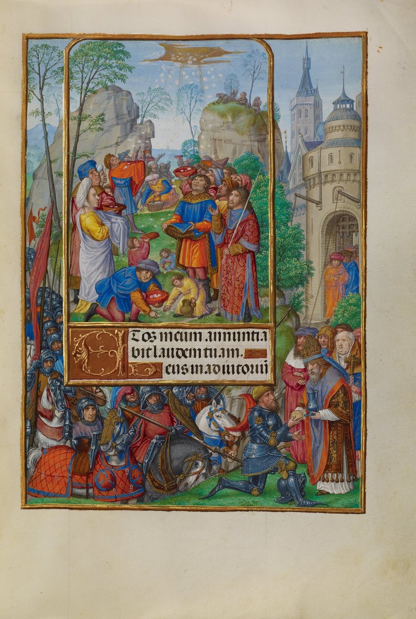 Die Israeliten sammeln Manna vom Himmel von Master of James IV of Scotland
