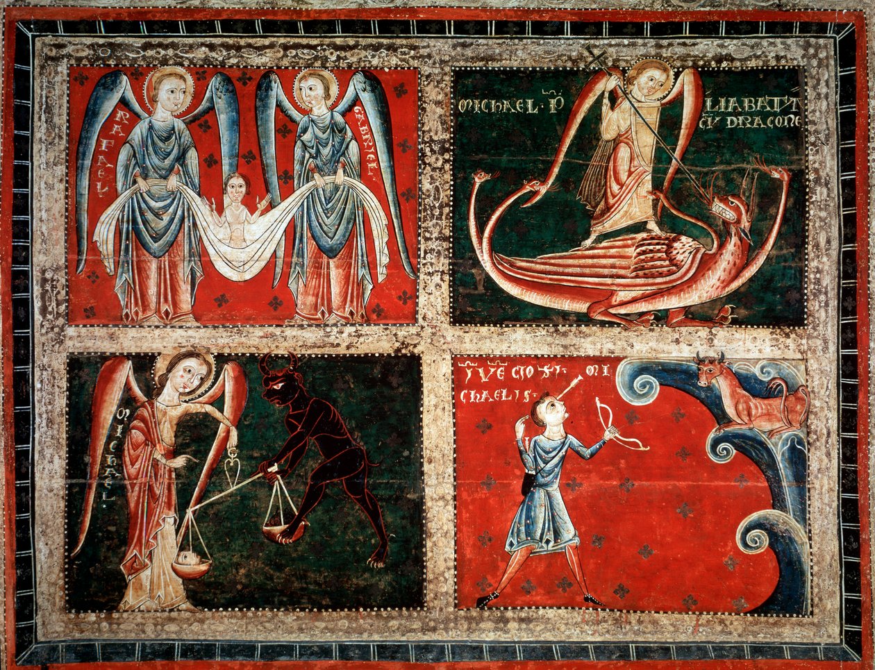 Die Erzengel Raphael, Michael und Gabriel von Master of Llussà