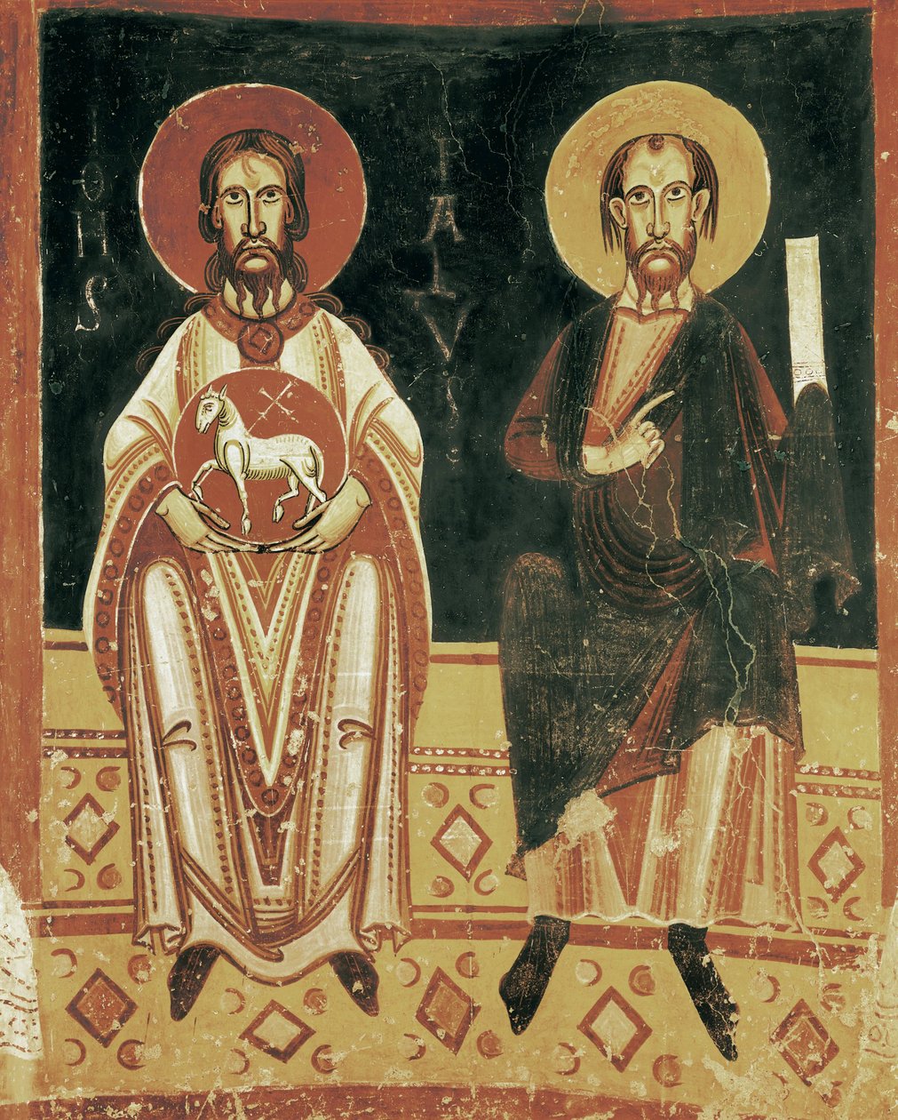 Rechtes Detail mit der Darstellung von St. Paul und St. Johannes dem Täufer von Master of Pedret