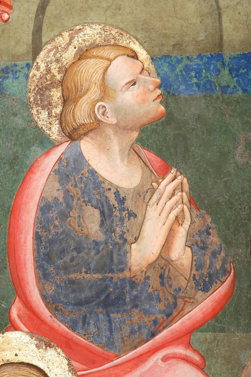 Pfingsten (Detail mit einem betenden Heiligen, ca. 1420) von Master of Vignola