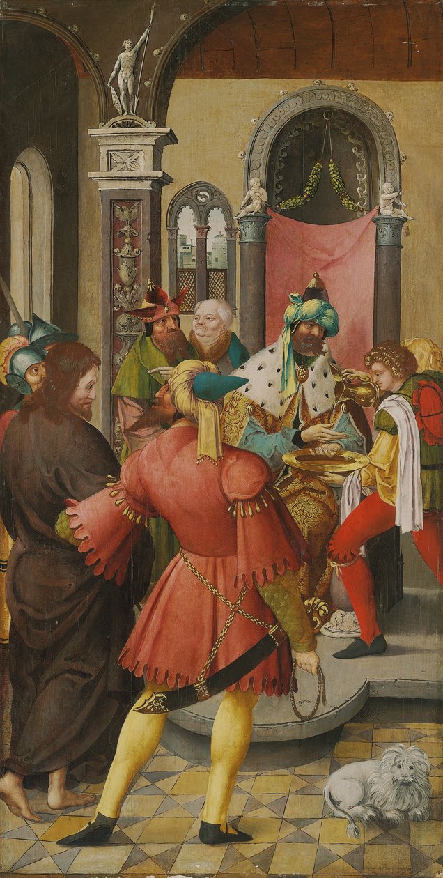 Der Flügel eines Altars: Christus vor Pilatus von Master of the Antwerp Adoration