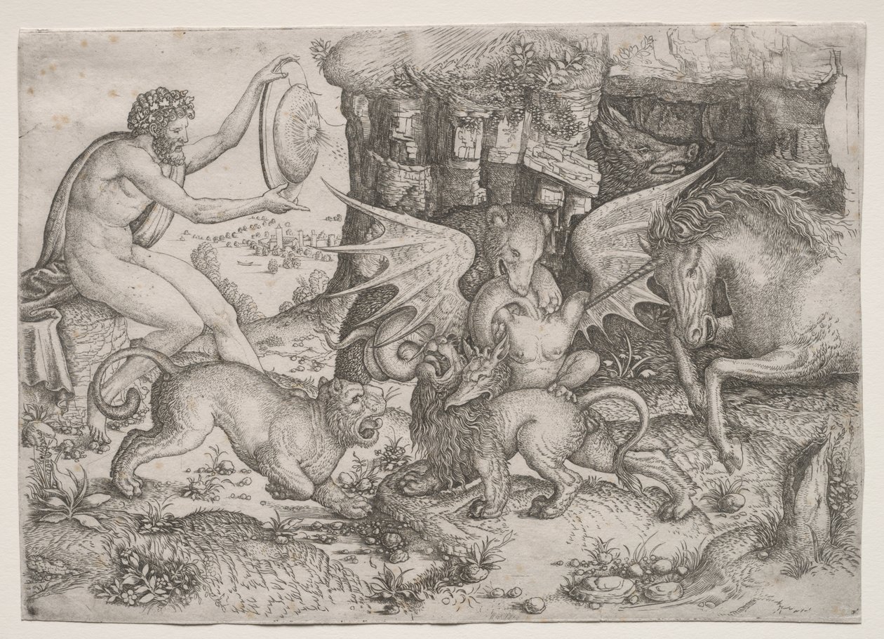 Allegorisches Thema: Kampf der Tiere von Master of the Beheading of St. John