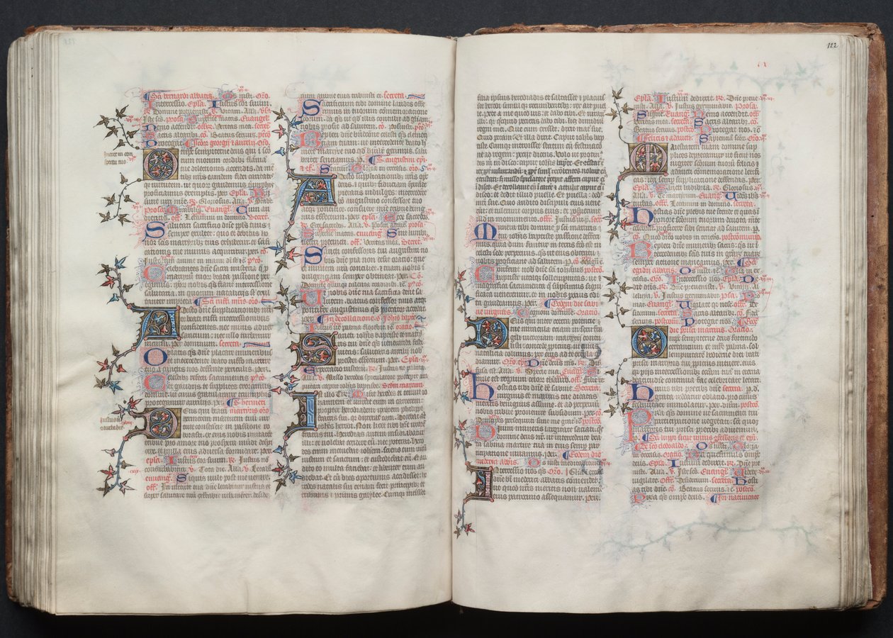 Das Gotha-Missale: Fol. 121v, Text, ca. 1375 von Master of the Boqueteaux