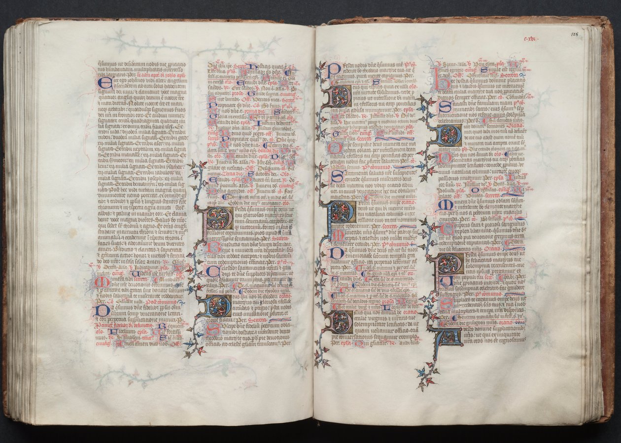 Das Gotha Missale: Fol. 128r, Text (ca. 1375) von Master of the Boqueteaux