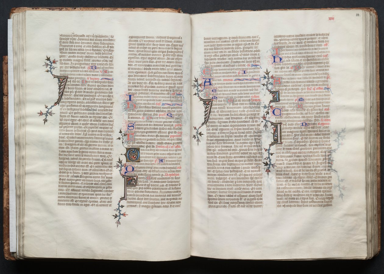 Das Gotha-Missale: Fol. 32v, Text, ca. 1375 von Master of the Boqueteaux