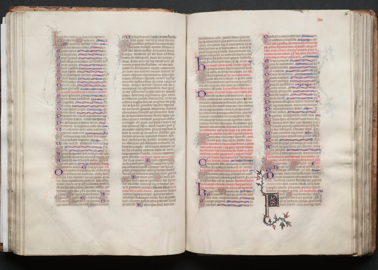 Das Gotha Missale: Fol. 55v, Text, ca. 1375 von Master of the Boqueteaux