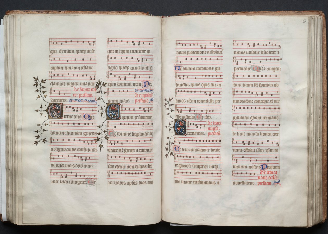 Das Gotha Missale: Fol. 59v, Text, ca. 1375 von Master of the Boqueteaux