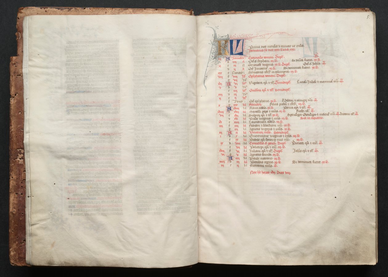 Das Gotha Missale: Fol. 5r, Text, ca. 1375 von Master of the Boqueteaux