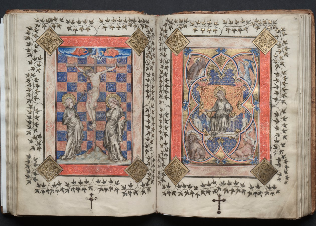 Das Gotha-Missale: Fol. 63v, Kreuzigung, ca. 1375 von Master of the Boqueteaux