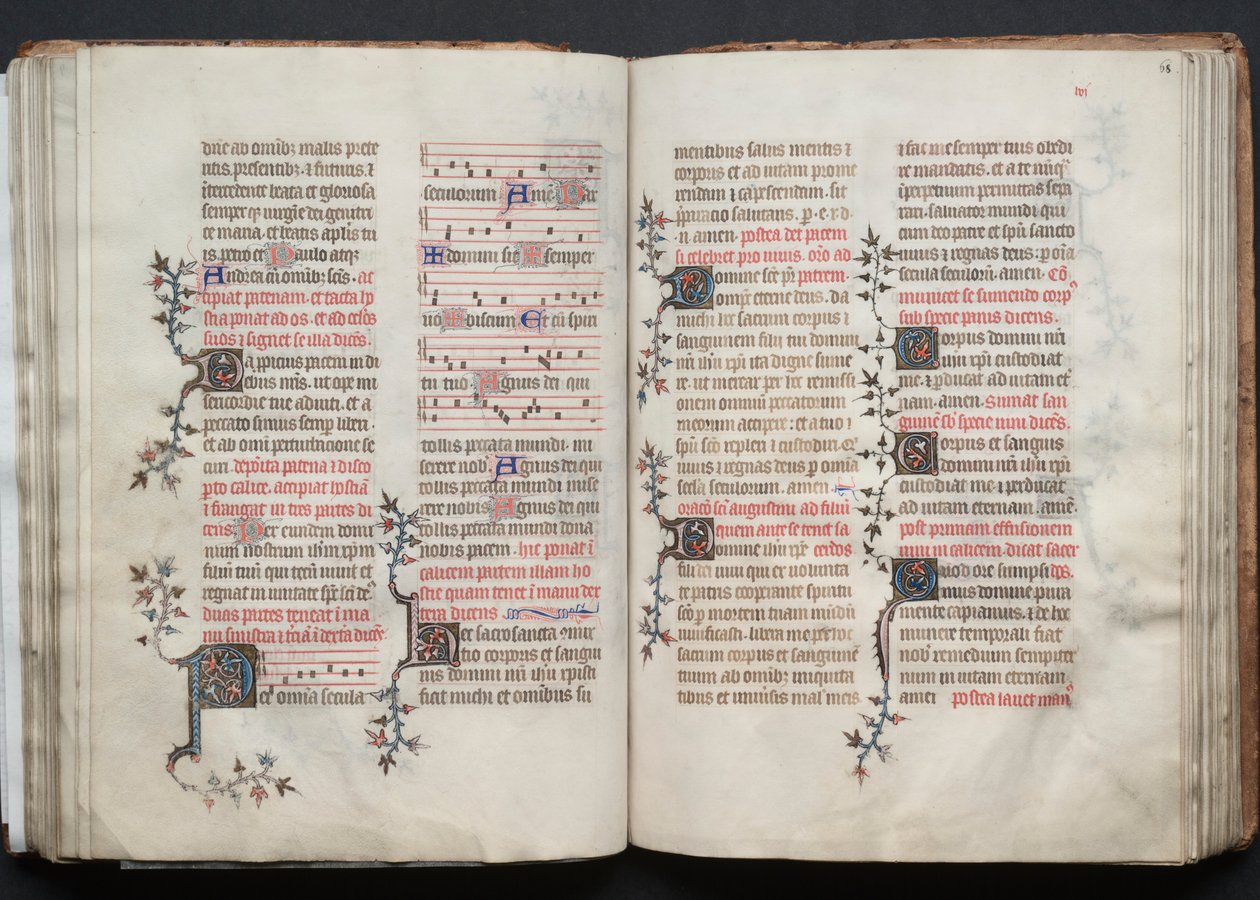 Das Gotha Missale: Fol. 67v, Text, ca. 1375 von Master of the Boqueteaux