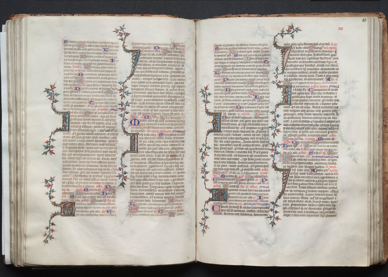Das Gotha Missale: Fol. 80v, Text, ca. 1375 von Master of the Boqueteaux