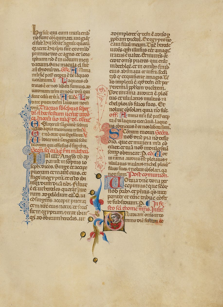 Initiale G: Heiliger Thomas Becket von Master of the Brussels Initials