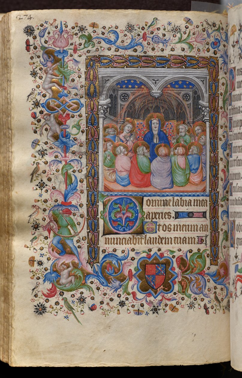 Stundenbuch von Karl dem Edlen, König von Navarra (1361-1425): fol. 137v, Pfingsten von Master of the Brussels Initials and Associates