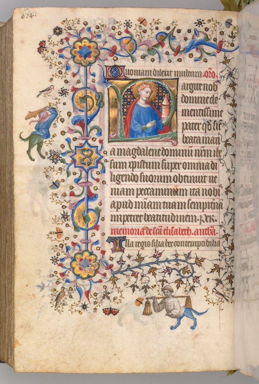 Stundenbuch von Karl dem Edlen, König von Navarra 1361-1425, fol. 296v, St. Maria Magdalena, ca. 1405 von Master of the Brussels Initials and Associates