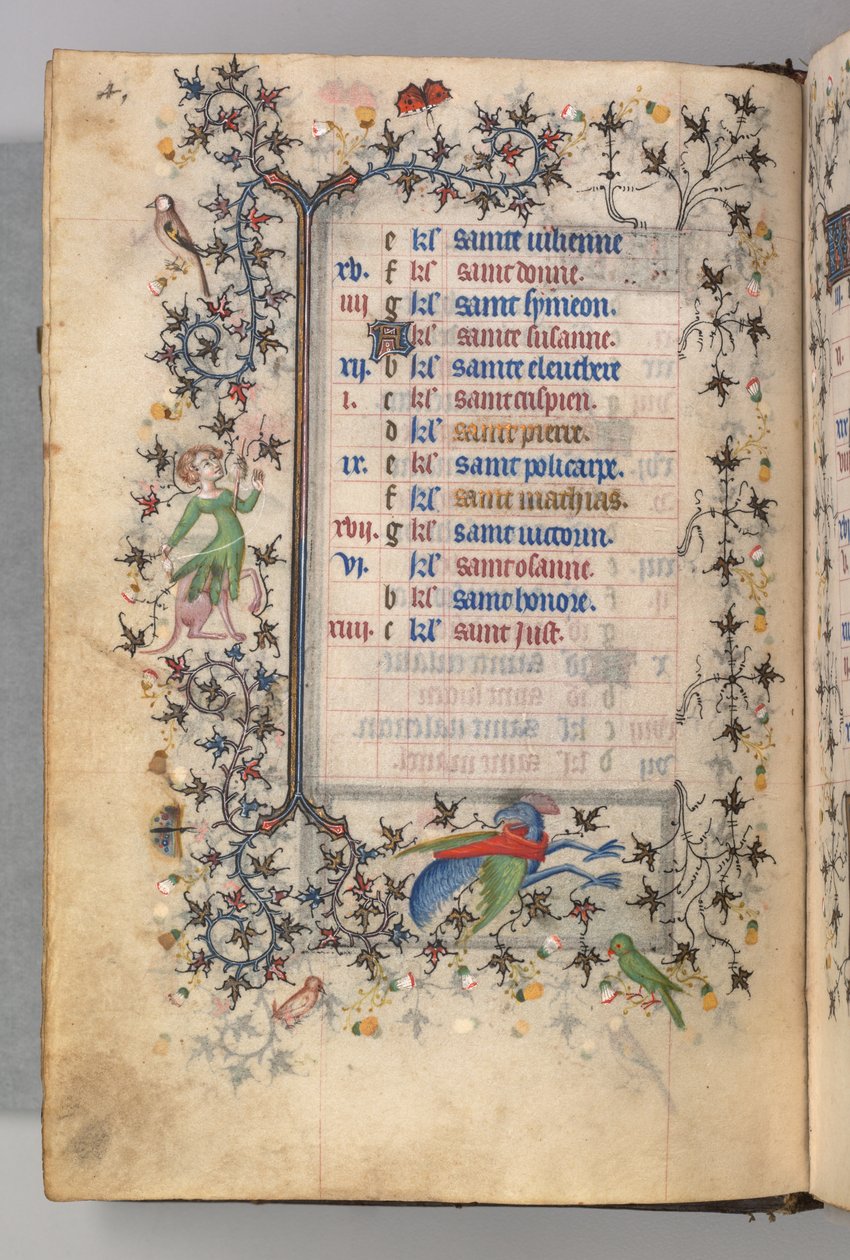 Stundenbuch von Karl dem Edlen, König von Navarra 1361-1425: fol. 2v, Februar, ca. 1405 von Master of the Brussels Initials and Associates