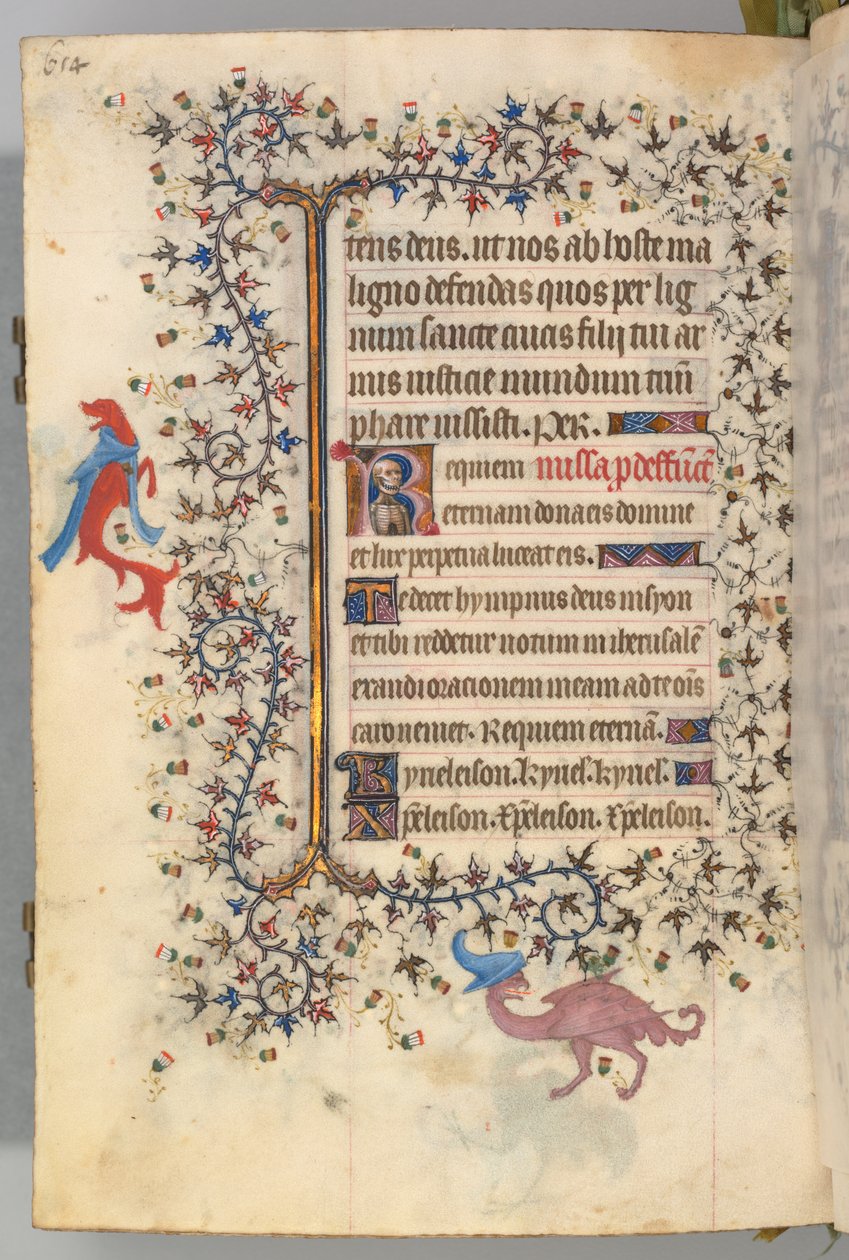 Stundenbuch von Karl dem Edlen, König von Navarra 1361-1425, fol. 321v, Büste des Todes, ca. 1405 von Master of the Brussels Initials and Associates