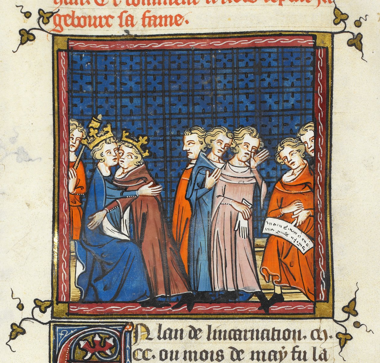 Philipp Augustus und König Johann von England schließen Frieden, Illustration aus 