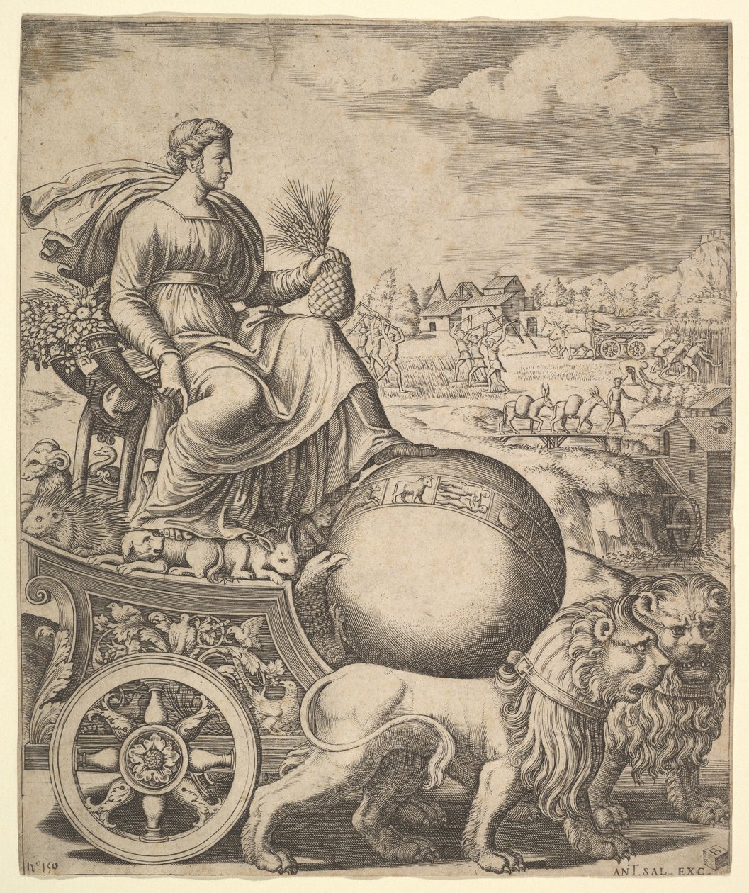 Kybele in ihrem von zwei Löwen gezogenen Wagen von Master of the Die