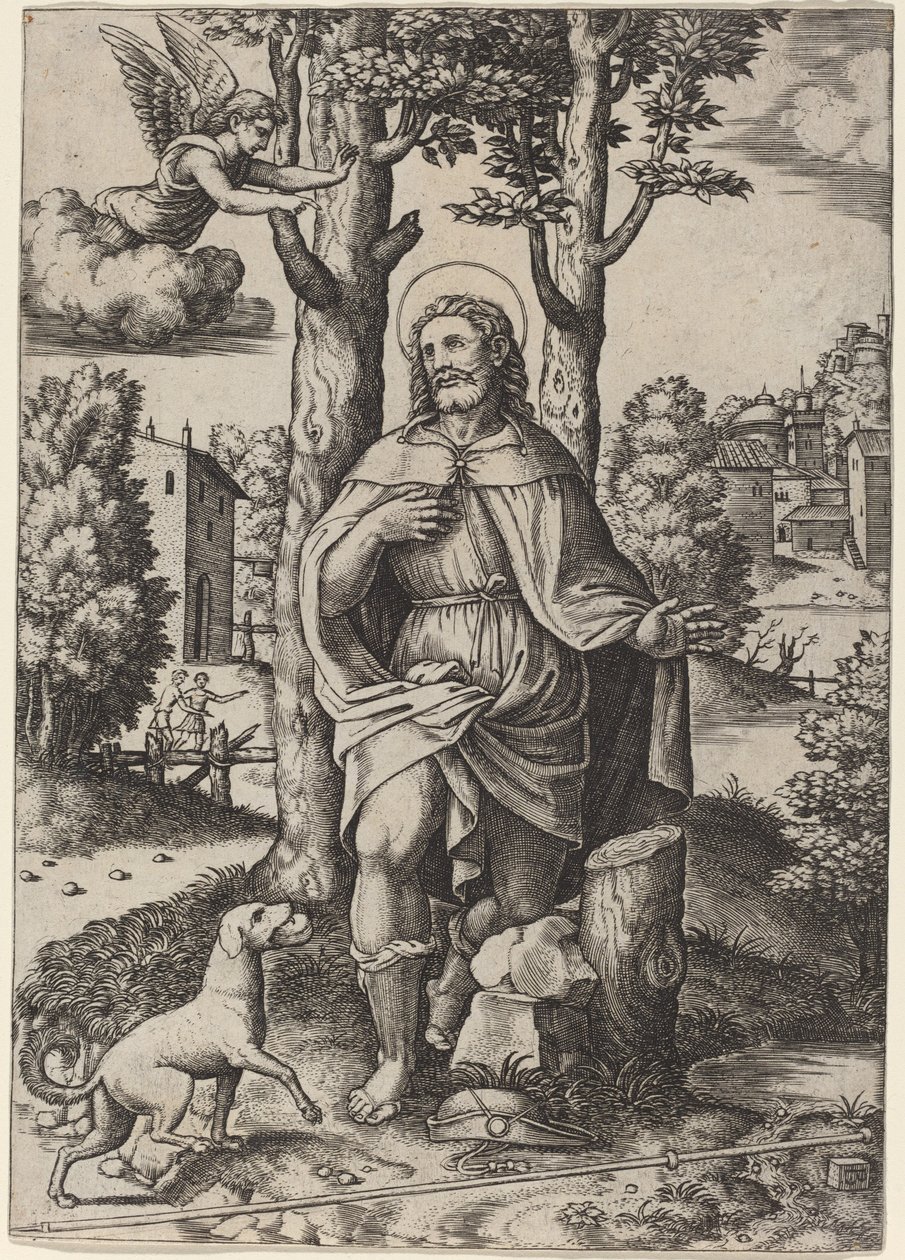 Heiliger Rochus von Master of the Die after Follower of Raphael