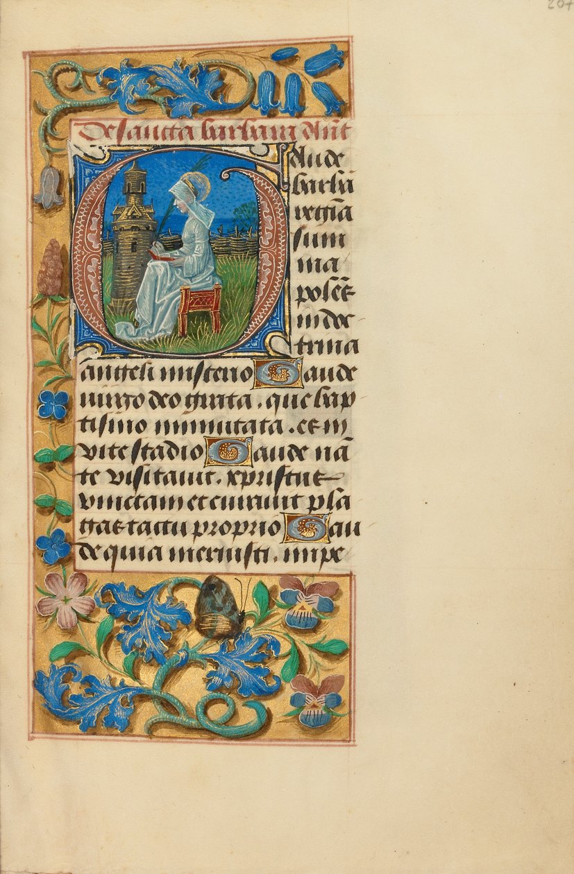 Initiale G: Heilige Barbara von Master of the Dresden Prayer Book