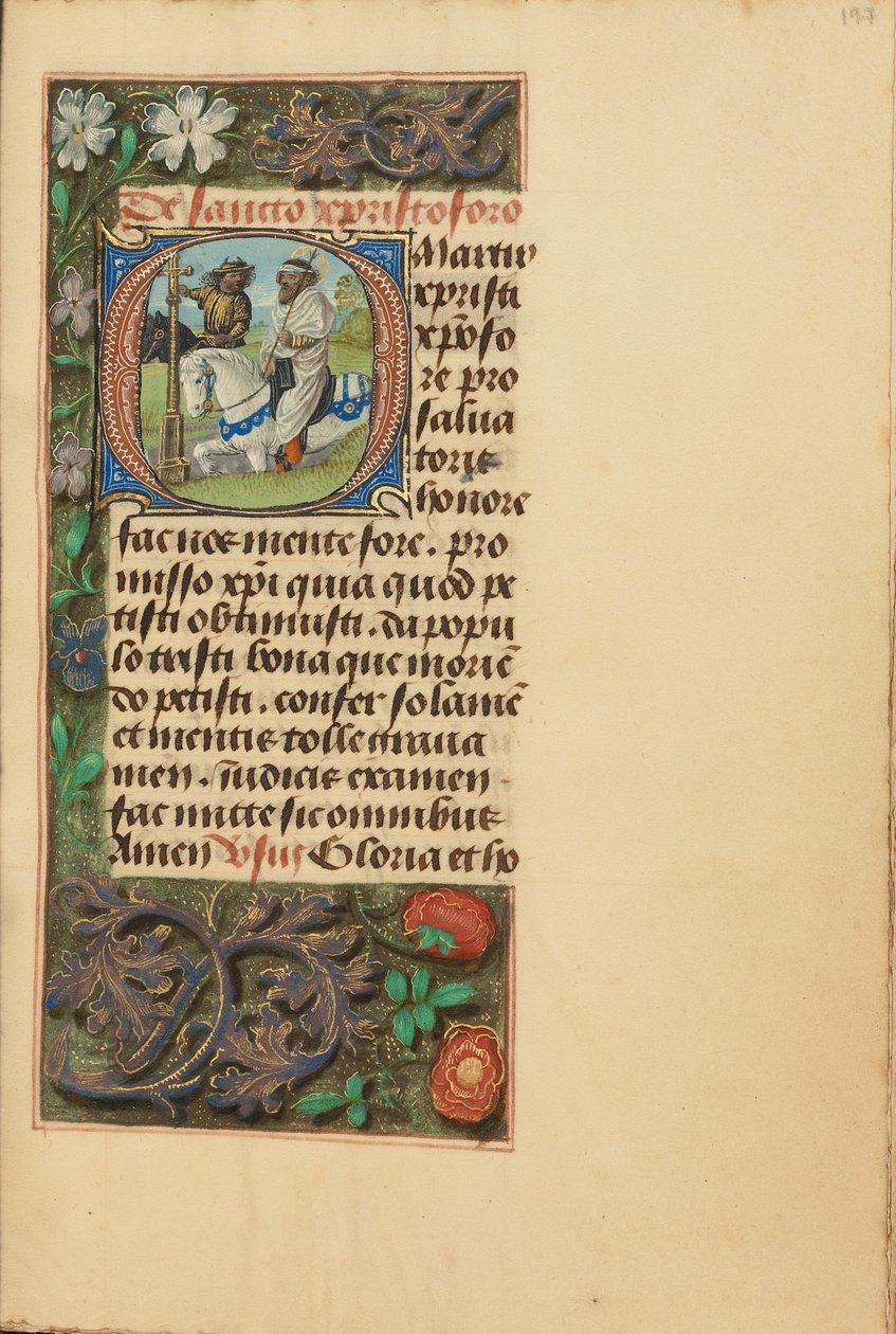 Initiale O: Heiliger Christophorus von Master of the Dresden Prayer Book