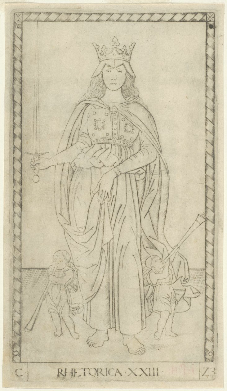 Rhetorik, Tafel 23 aus Kunst und Wissenschaft von Master of the E Series Tarocchi
