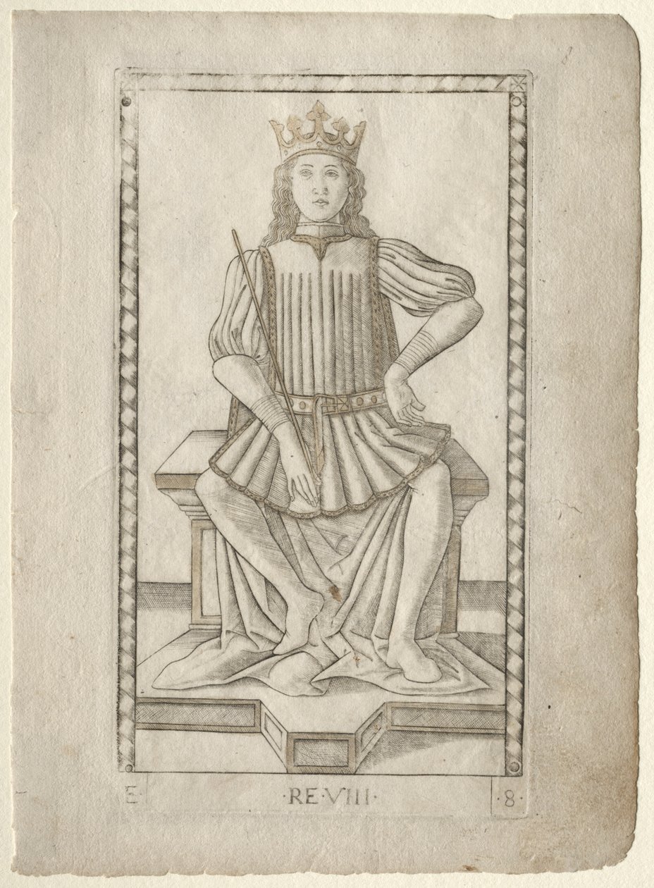 Der König aus dem Tarocchi, Serie E: Bedingungen des Menschen, Nr. 8, vor 1467 von Master of the E Series Tarocchi