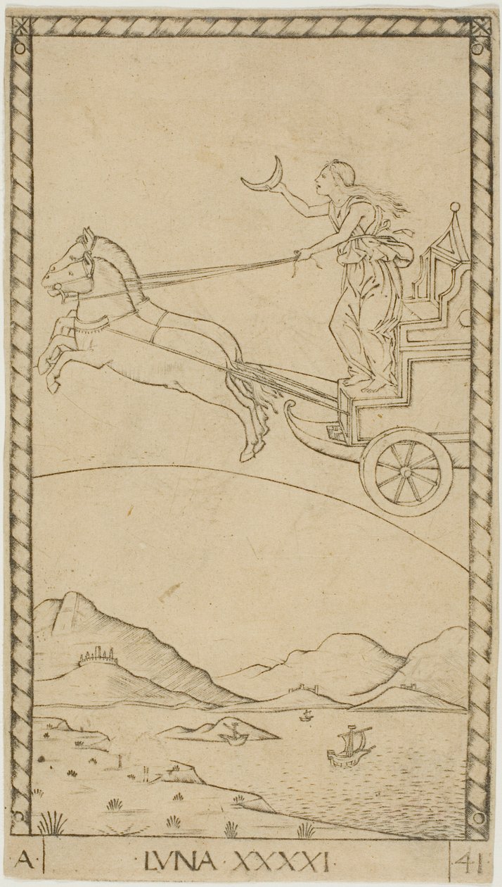 Der Mond, Platte 41 aus Planeten und Sphären von Master of the E Series Tarocchi