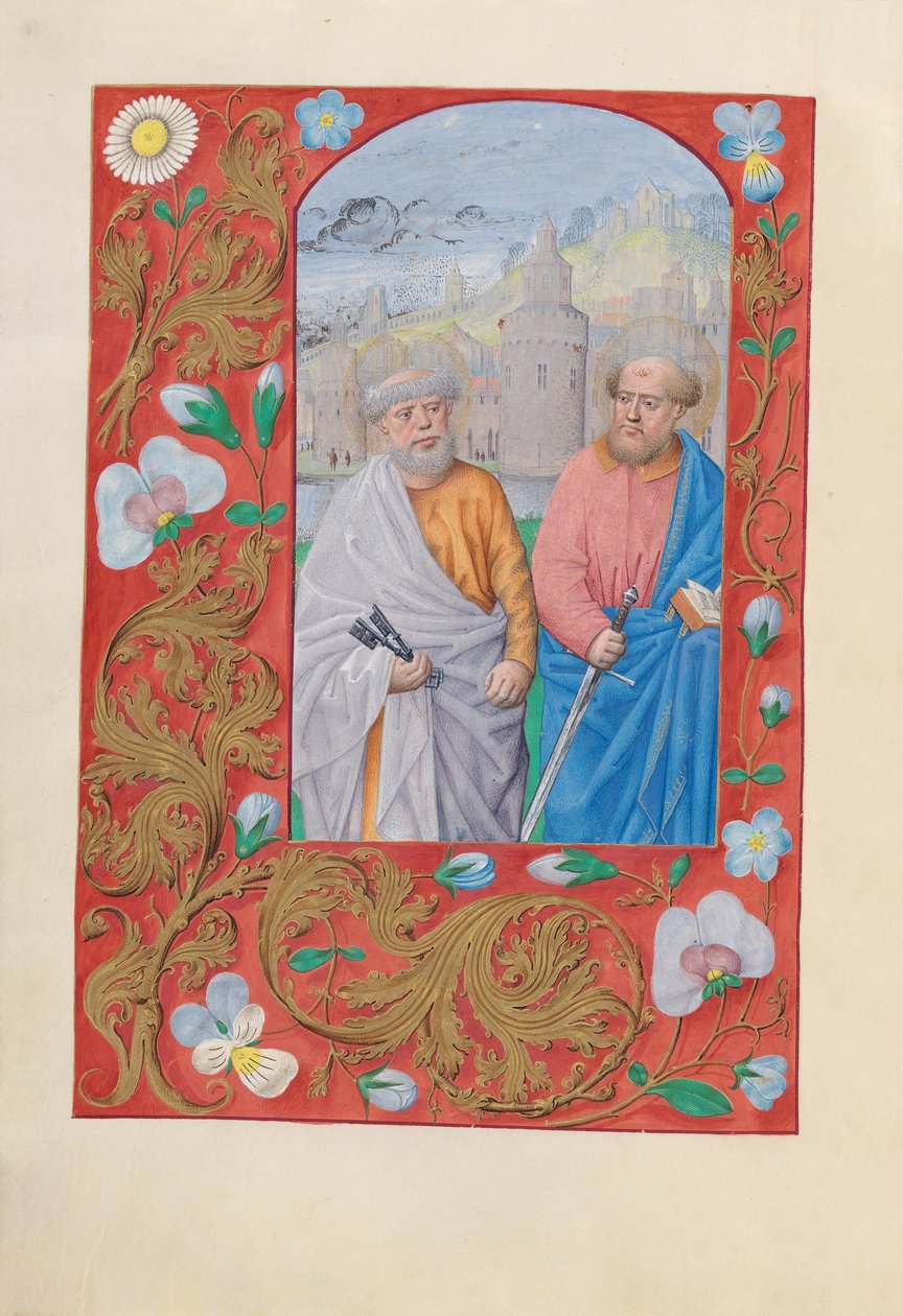 Stundenbuch der Königin Isabella der Katholischen, Königin von Spanien: Fol. 173v, Heilige Peter und Paul, ca. 1500 von Master of the First Prayerbook of Maximillian