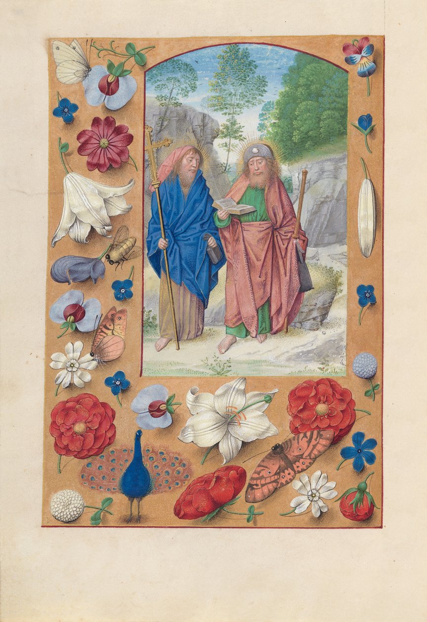 Stundenbuch der Königin Isabella die Katholische, Königin von Spanien: Fol. 175v, Heilige Philipp und Jakobus, ca. 1500 von Master of the First Prayerbook of Maximillian