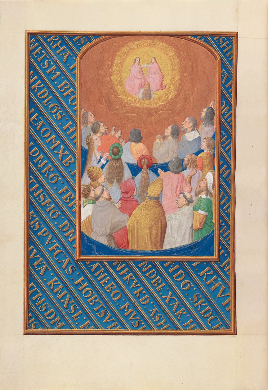 Stunden der Königin Isabella der Katholischen, Königin von Spanien: Fol. 37v, Hof des Himmels von Master of the First Prayerbook of Maximillian
