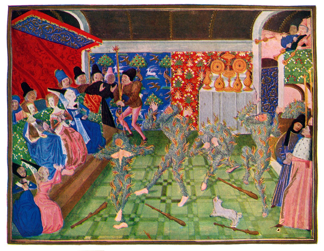 Maskerade am französischen Hof, 1393, 1470-1475 von Master of the Harley Froissart