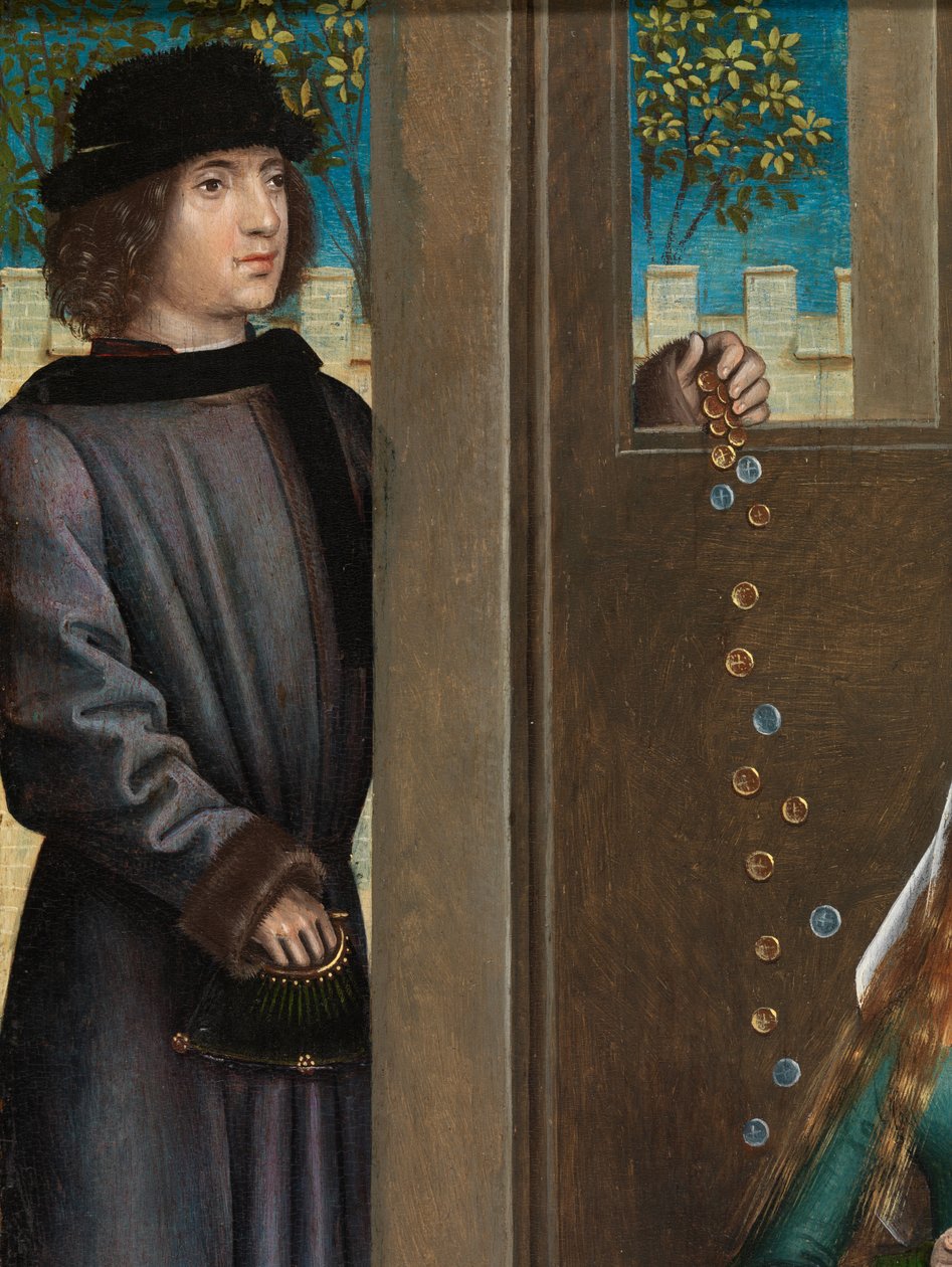Detail der Barmherzigkeit des Heiligen Nikolaus, vom Altar des Heiligen Nikolaus von Master of The Legend of St. Lucy