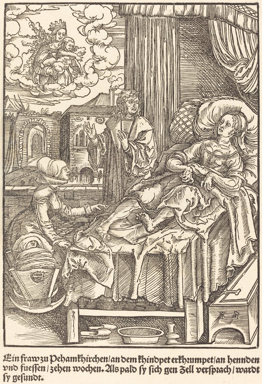 Eine Frau zu Peham Kirchen... von Master of the Miracles of Mariazell
