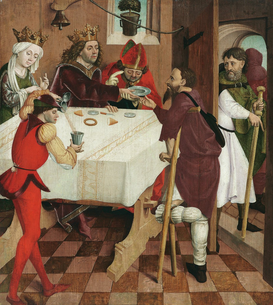 Die Wohltätigkeit des Heiligen Oswald, um 1480-85 von Master of the Oswald Legend