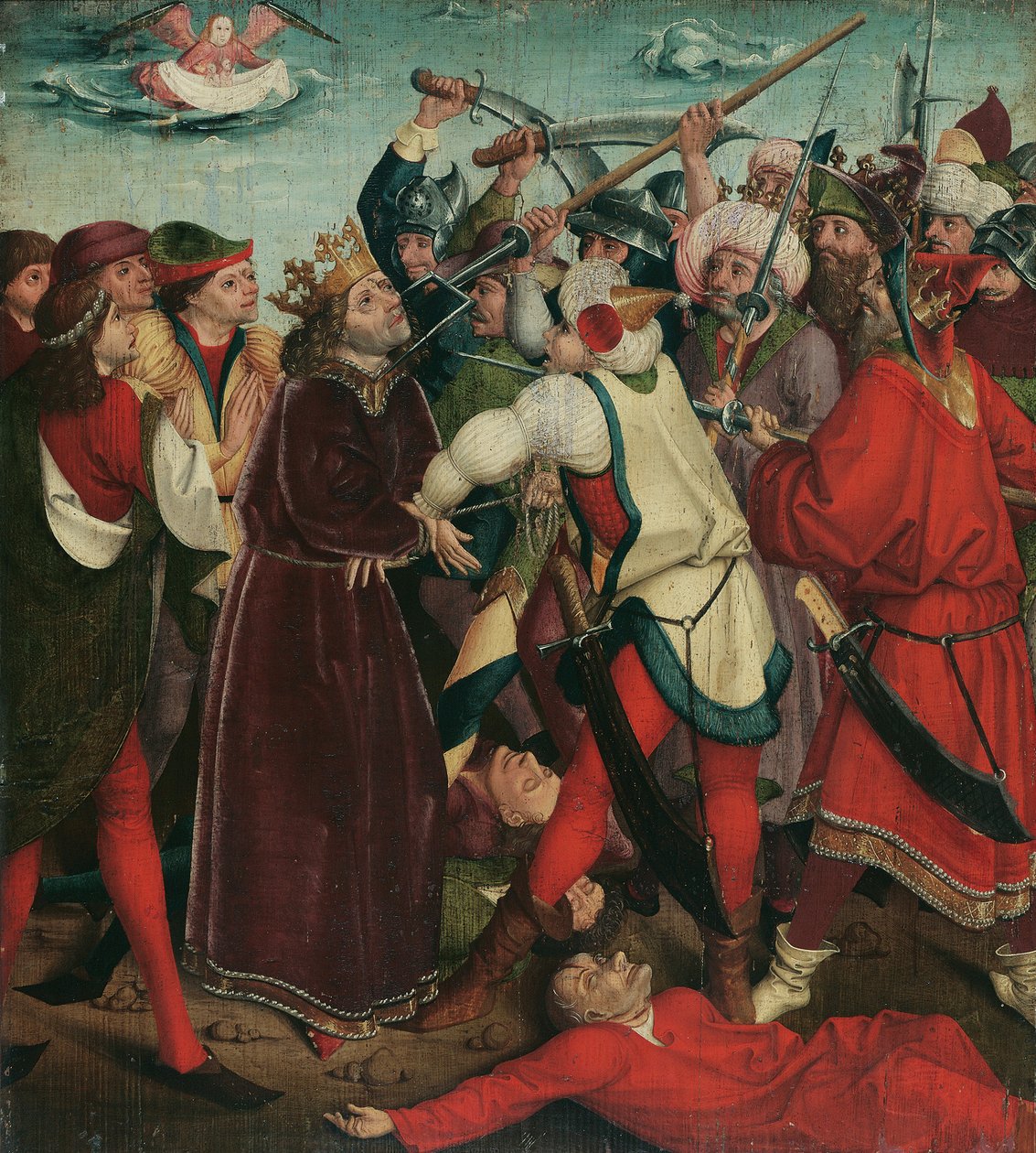 Das Martyrium des heiligen Oswald in der Schlacht von Maserfield, ca. 1480-1485 von Master of the Oswald legend
