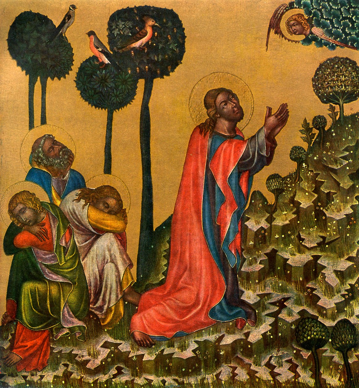 Jesus im Ölberg, ca. 1350 1955. von Master of the Vyssi Brod Altar