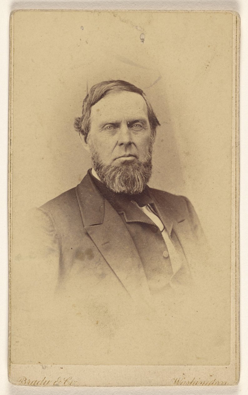 Unbekannter bärtiger Mann, im Vignettenstil gedruckt von Mathew B. Brady