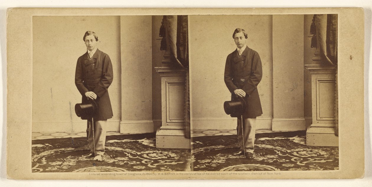 [Unbekannter junger Mann mit Zylinder und Spazierstock, stehend] von Mathew B. Brady