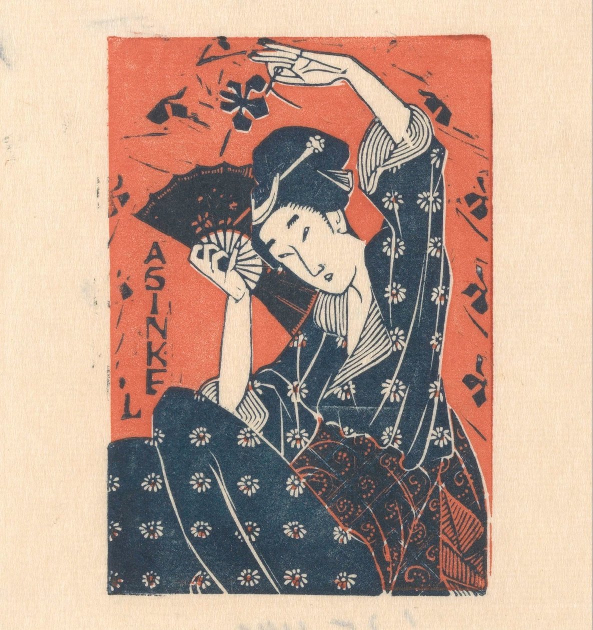 Werbekarte von A. Sinkel mit japanischer Frau von Mathieu Lauweriks