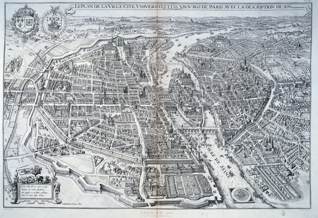 Plan von Paris 1615 von Mattaus the Younger Merian