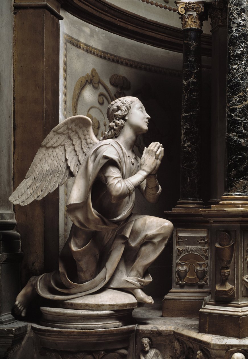 Engel in Anbetung. Marmorskulptur von Matteo Civitali (1436-1501) von Matteo Civitali