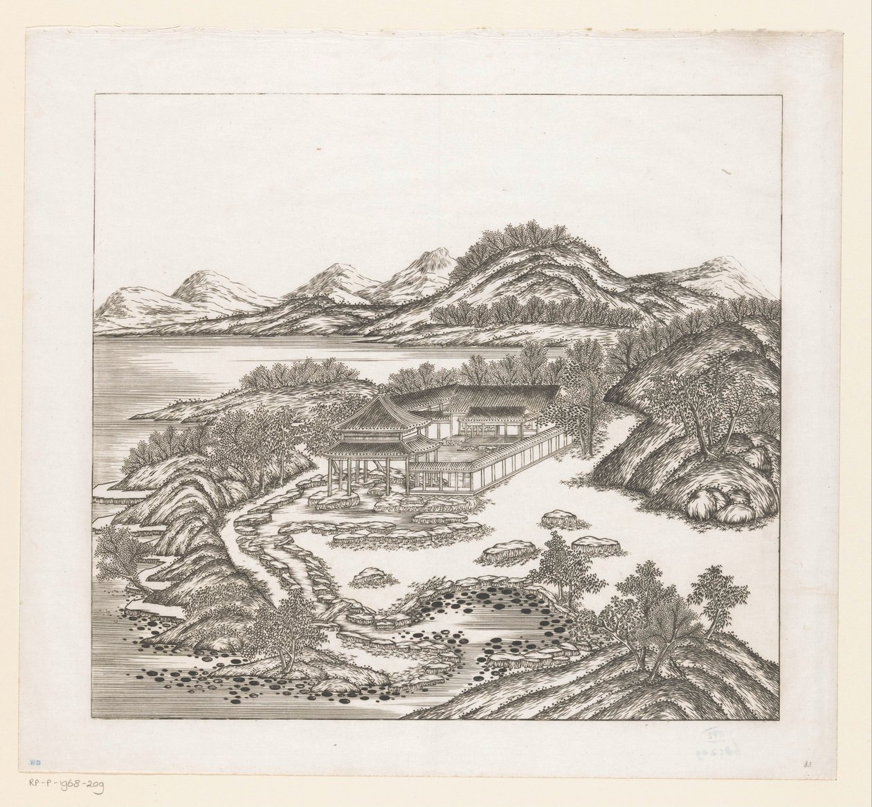 Ansicht eines Teils des kaiserlichen Sommerpalastes in Chengde (Jehol ...