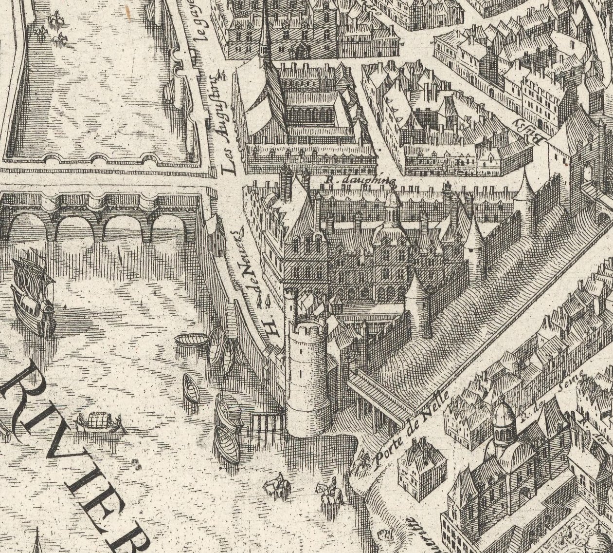 Hôtel de Nevers auf dem Merian-Plan von Paris 1615 – David Rumsey von Matthaus Merian
